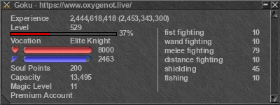 Signature for player Goku