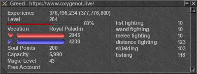 Signature for player Greed