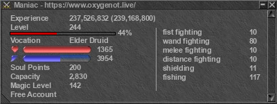 Signature for player Maniac