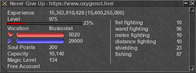 Signature for player Never Give Up