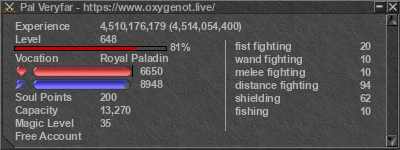 Signature for player Pal Veryfar